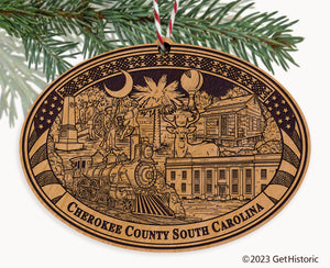 Cherokee County South Carolina Engraved Natural Ornament