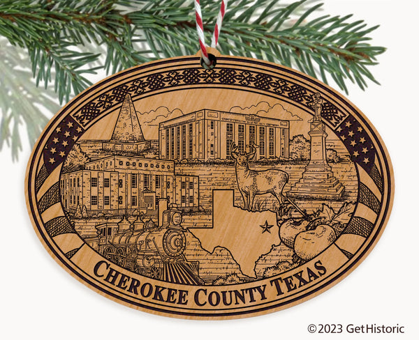 Cherokee County Texas Engraved Natural Ornament