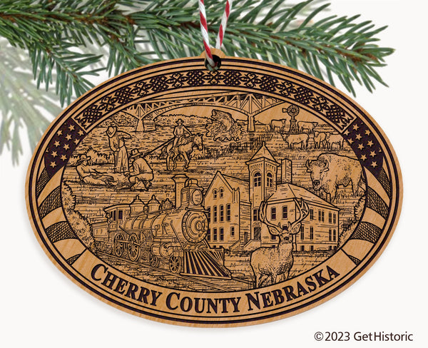 Cherry County Nebraska Engraved Natural Ornament