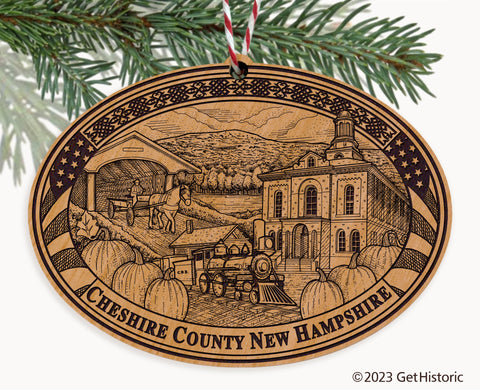 Cheshire County New Hampshire Engraved Natural Ornament