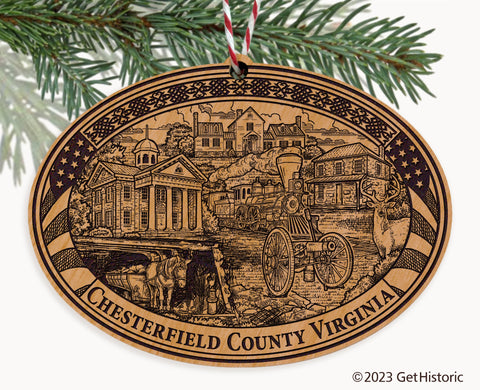 Chesterfield County Virginia Engraved Natural Ornament