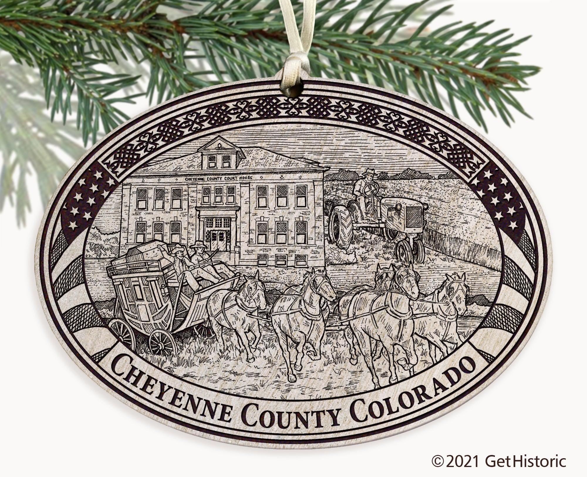 Cheyenne County Colorado Engraved Ornament