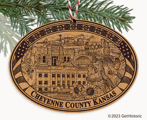 Cheyenne County Kansas Engraved Natural Ornament