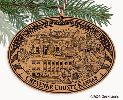 Cheyenne County Kansas Engraved Natural Ornament