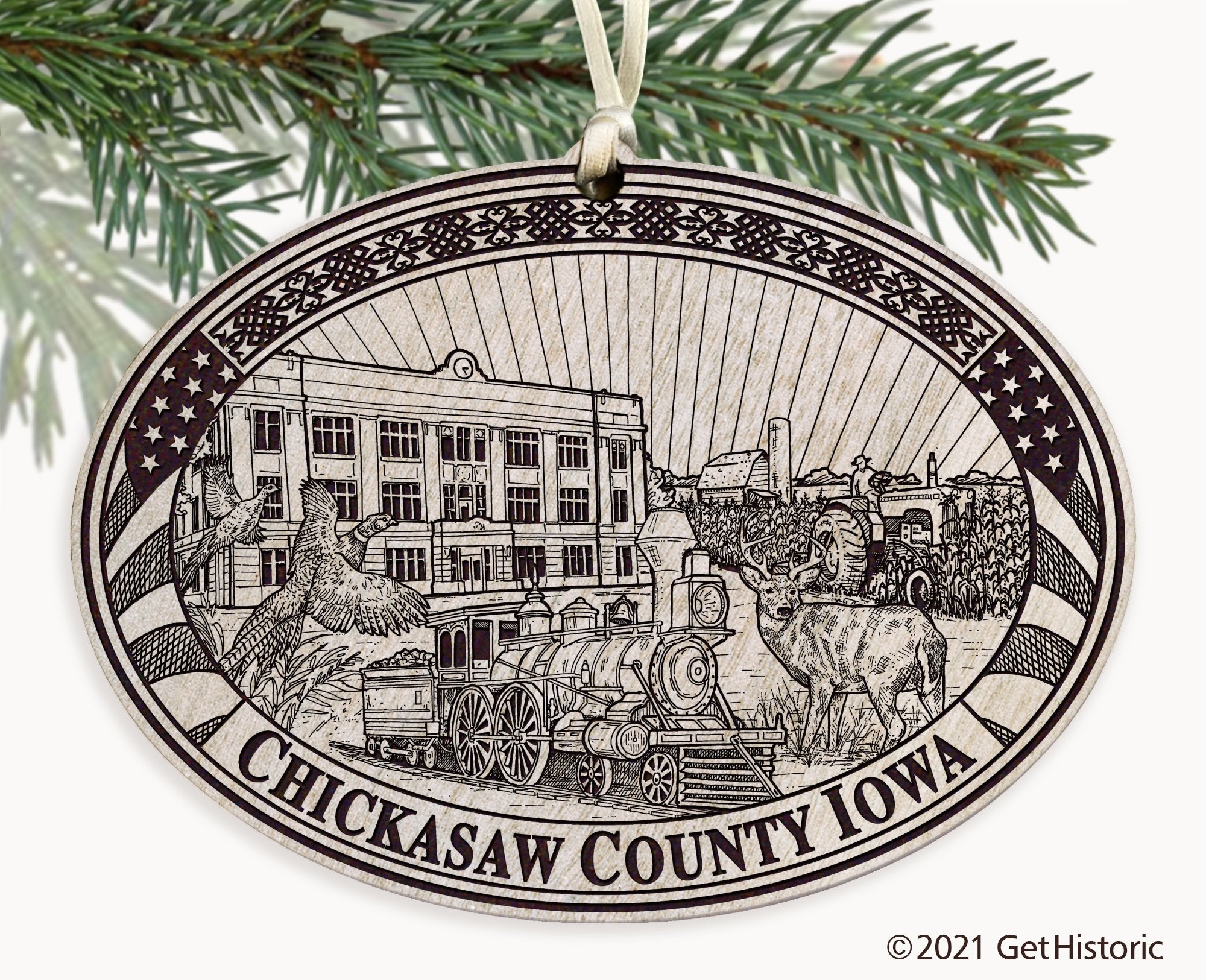 Chickasaw County Iowa Engraved Ornament