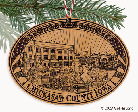 Chickasaw County Iowa Engraved Natural Ornament
