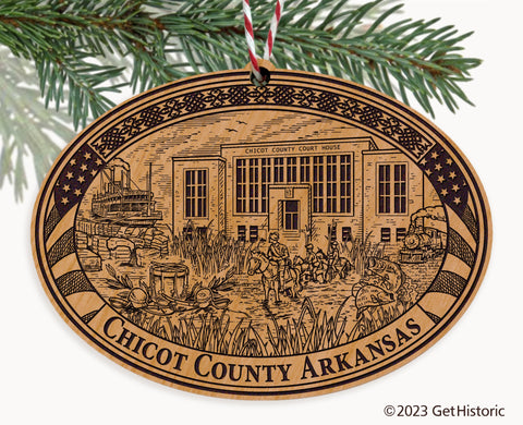 Chicot County Arkansas Engraved Natural Ornament