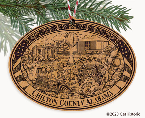 Chilton County Alabama Engraved Natural Ornament