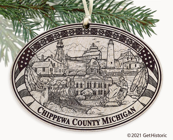 Chippewa County Michigan Engraved Ornament