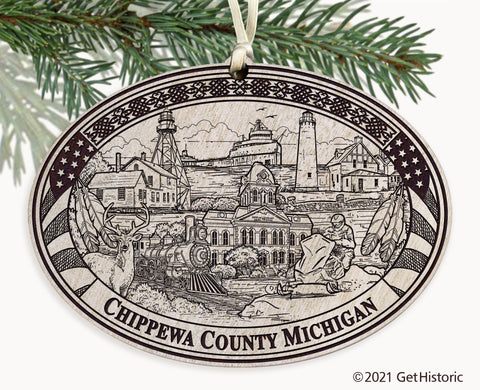 Chippewa County Michigan Engraved Ornament
