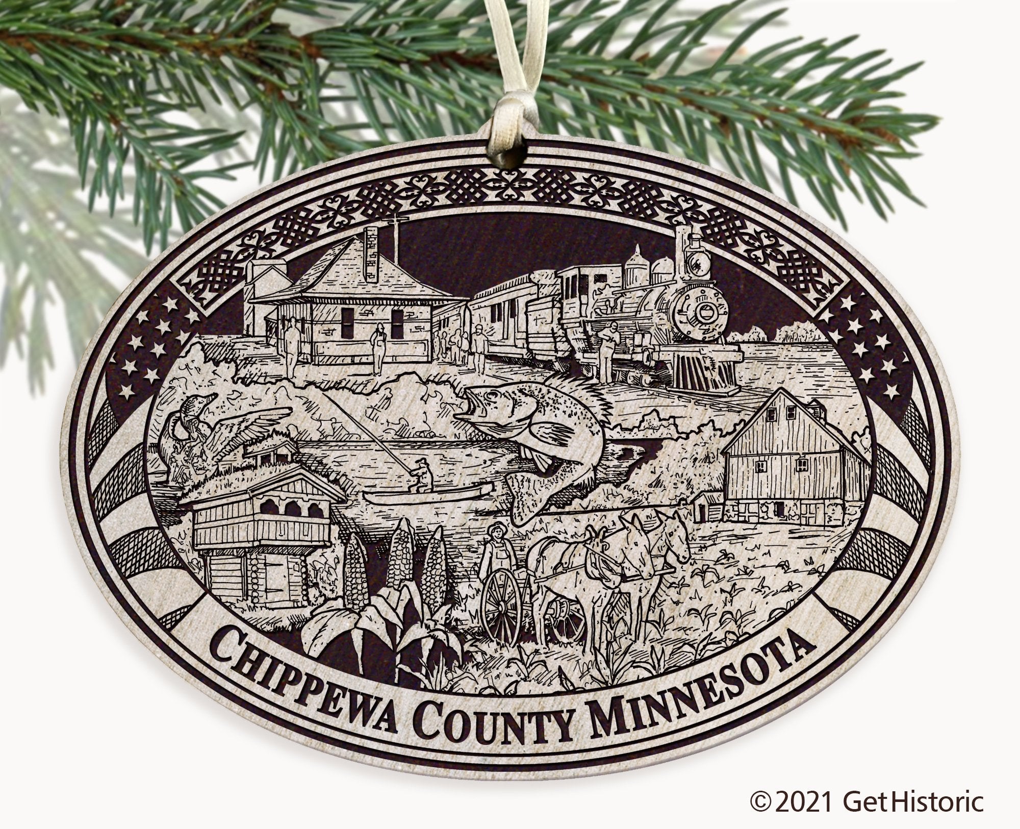 Chippewa County Minnesota Engraved Ornament