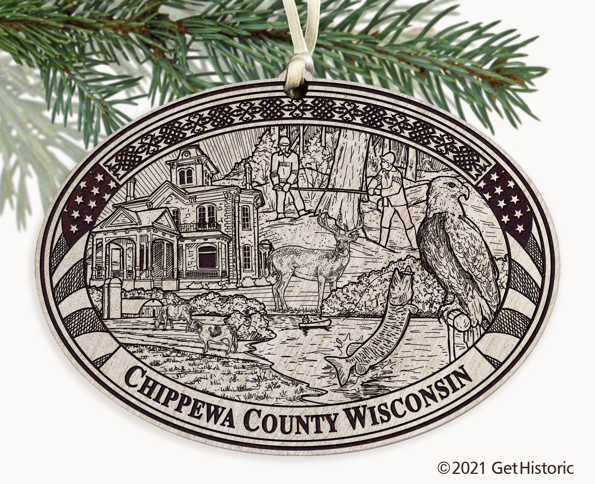 Chippewa County Wisconsin Engraved Ornament