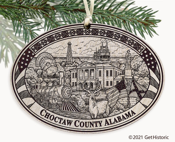 Choctaw County Alabama Engraved Ornament