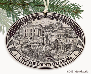 Choctaw County Oklahoma Engraved Ornament