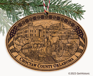 Choctaw County Oklahoma Engraved Natural Ornament