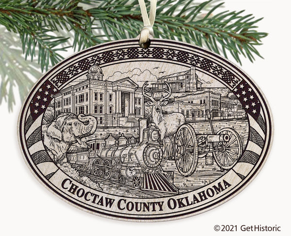 Choctaw County Oklahoma Engraved Ornament