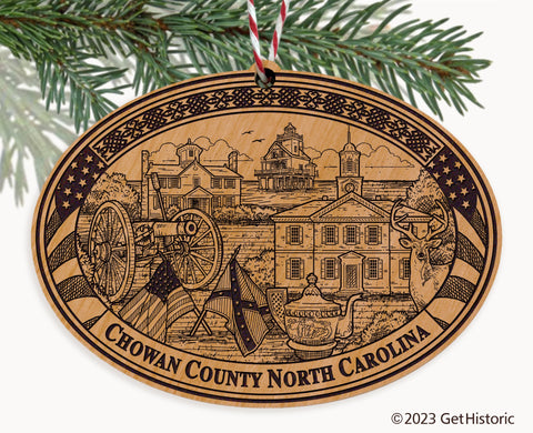 Chowan County North Carolina Engraved Natural Ornament