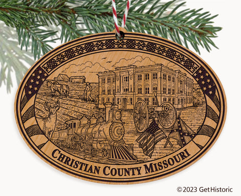Christian County Missouri Engraved Natural Ornament