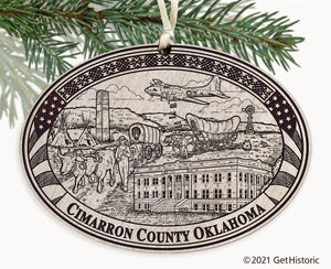 Cimarron County Oklahoma Engraved Ornament