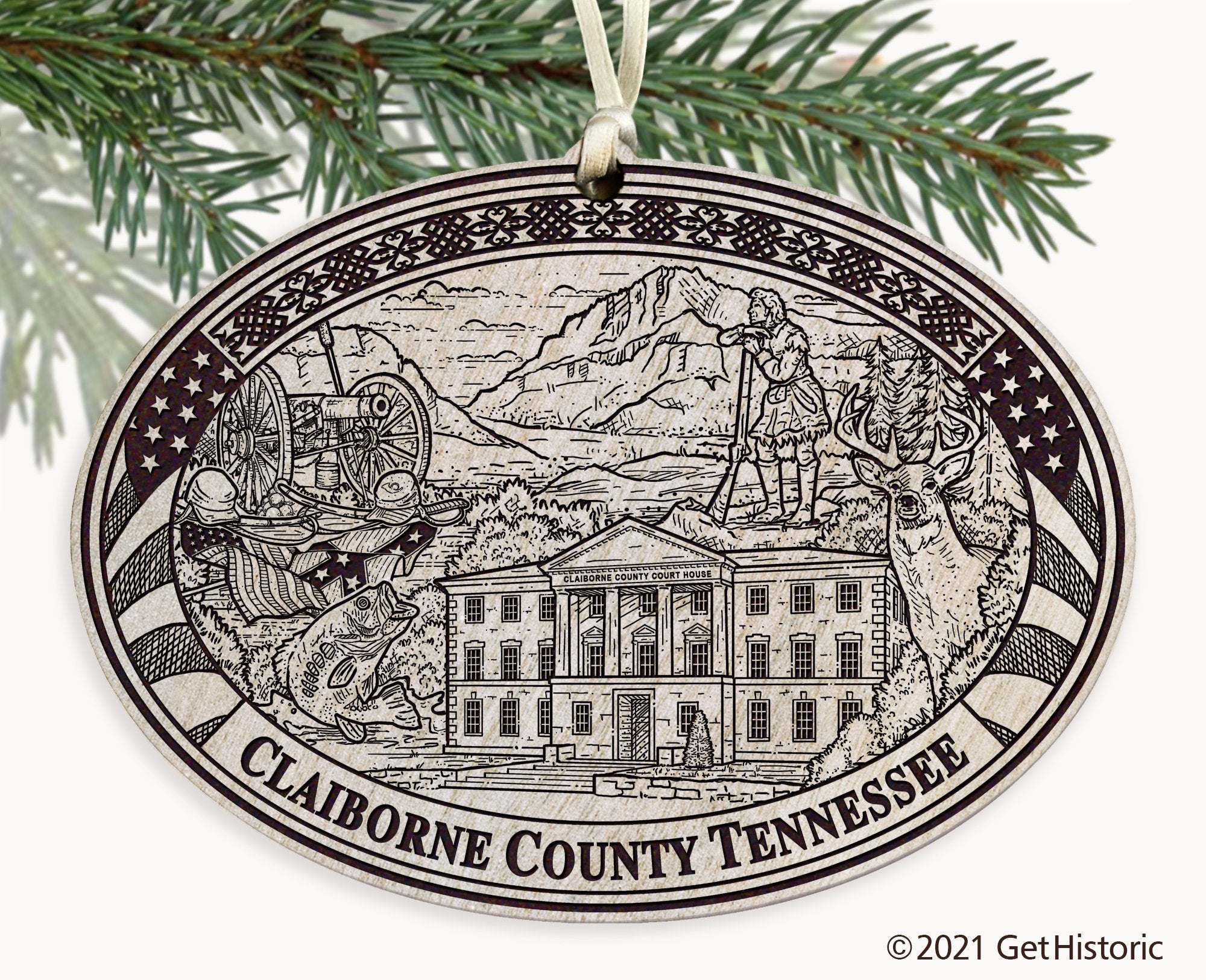 Claiborne County Tennessee Engraved Ornament