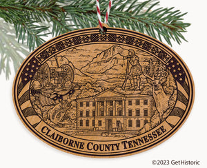 Claiborne County Tennessee Engraved Natural Ornament