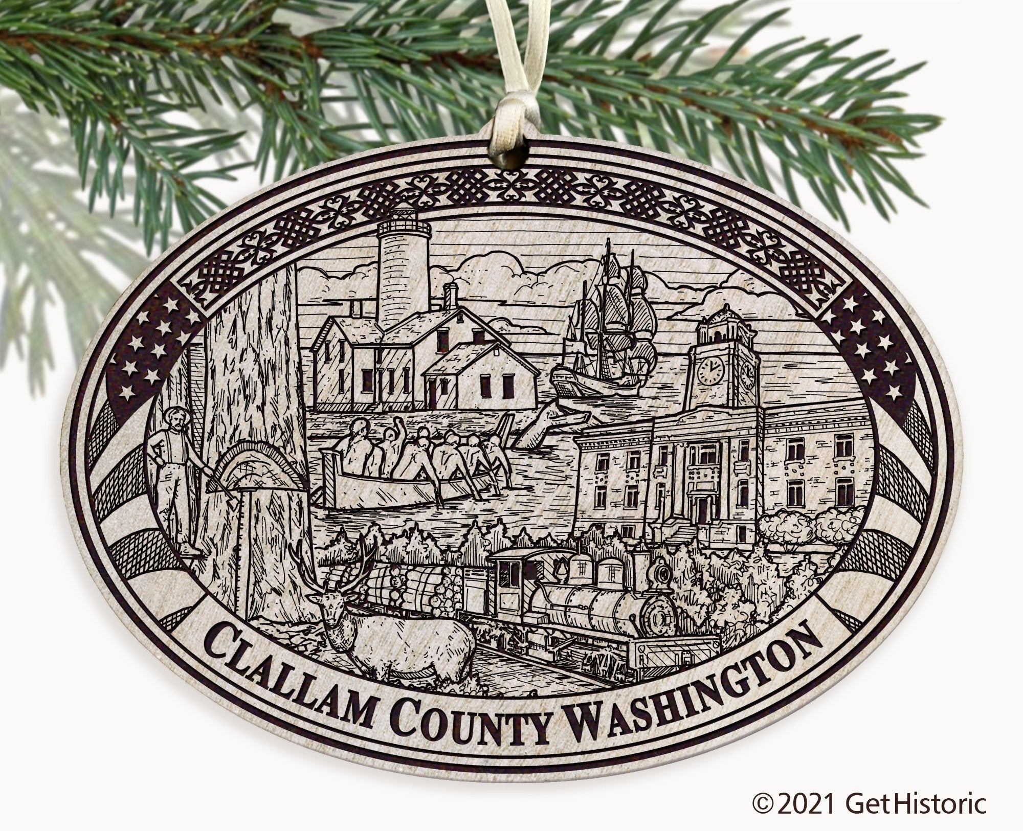 Clallam County Washington Engraved Ornament