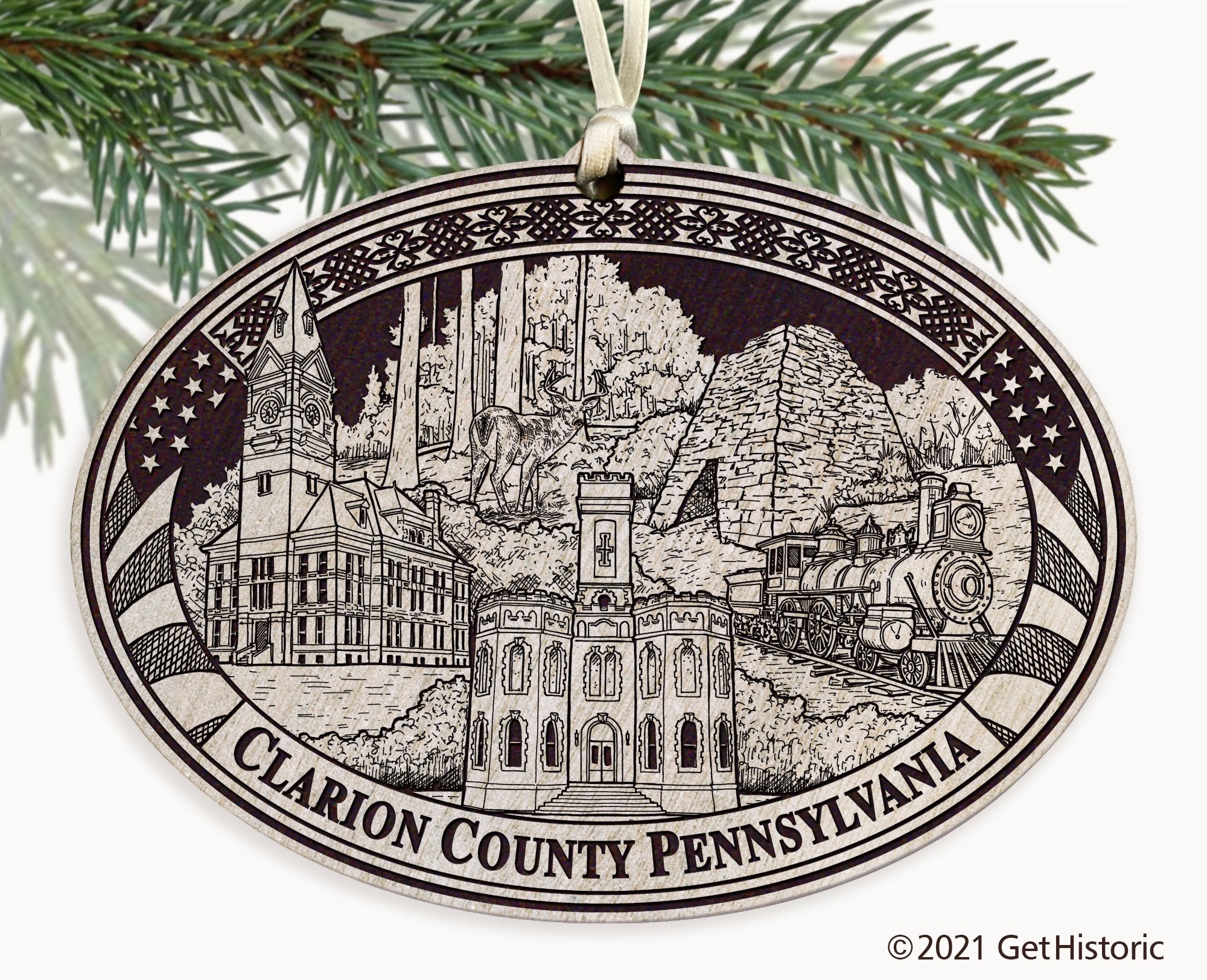 Clarion County Pennsylvania Engraved Ornament