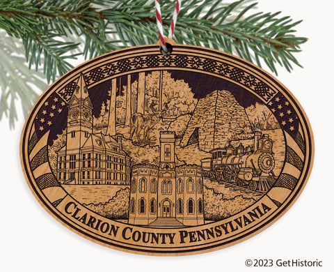 Clarion County Pennsylvania Engraved Natural Ornament