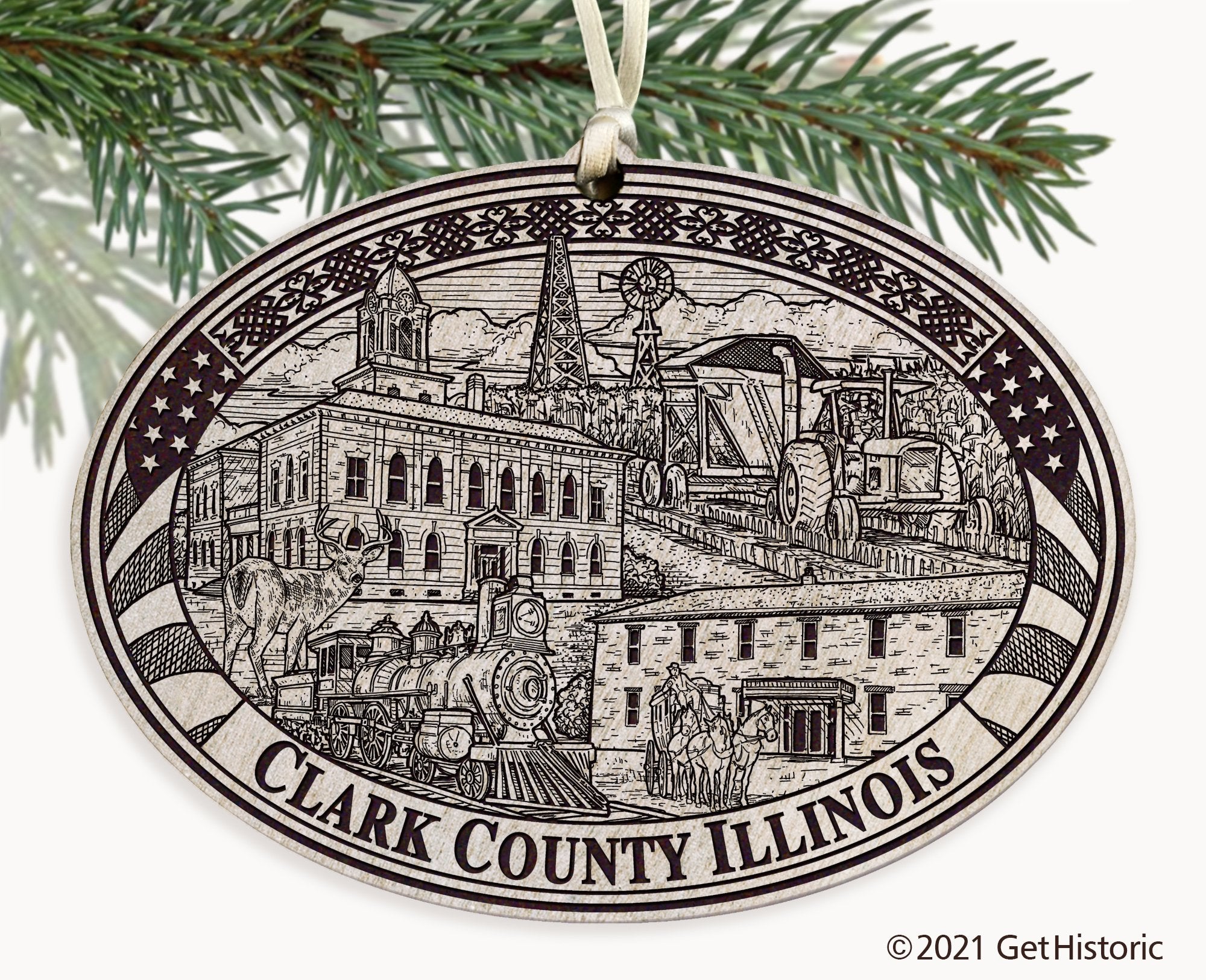 Clark County Illinois Engraved Ornament