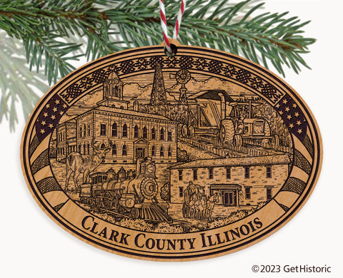 Clark County Illinois Engraved Natural Ornament