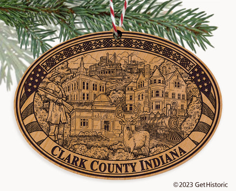 Clark County Indiana Engraved Natural Ornament