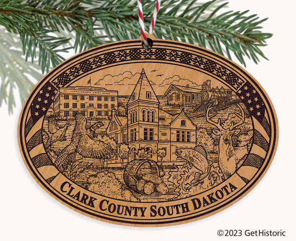 Clark County South Dakota Engraved Natural Ornament