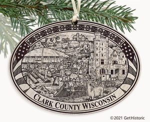 Clark County Wisconsin Engraved Ornament