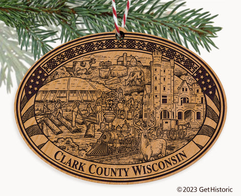 Clark County Wisconsin Engraved Natural Ornament