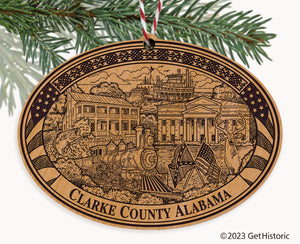 Clarke County Alabama Engraved Natural Ornament
