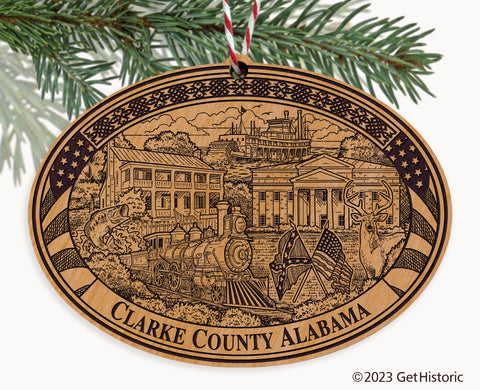 Clarke County Alabama Engraved Natural Ornament