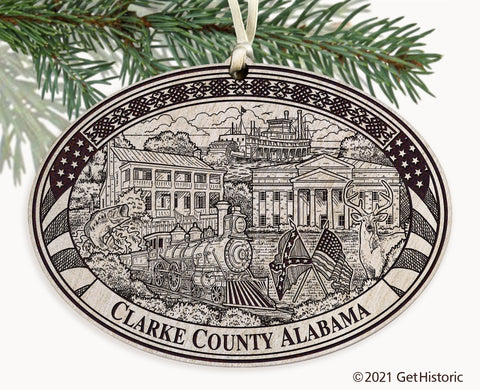 Clarke County Alabama Engraved Ornament