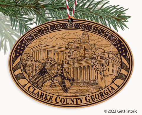 Clarke County Georgia Engraved Natural Ornament