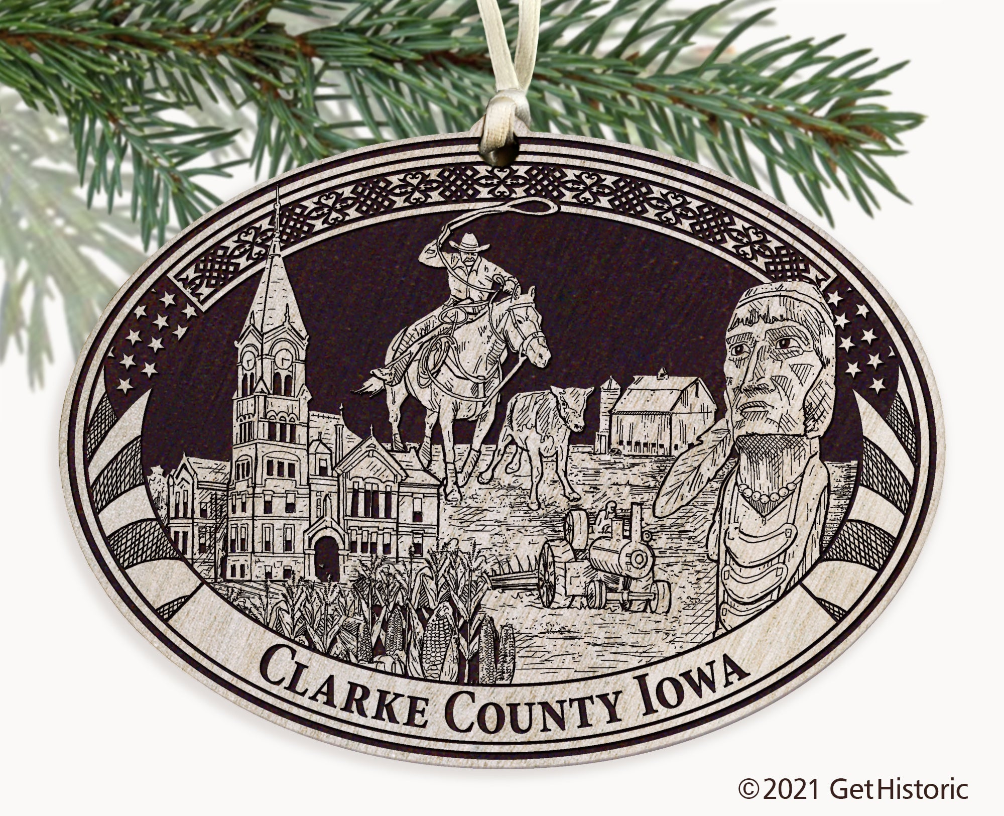 Clarke County Iowa Engraved Ornament