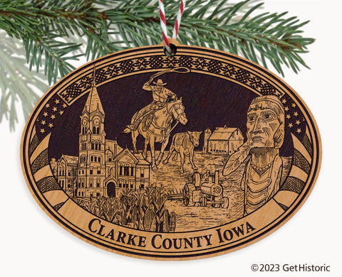 Clarke County Iowa Engraved Natural Ornament