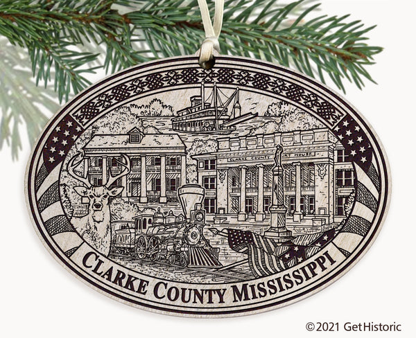 Clarke County Mississippi Engraved Ornament
