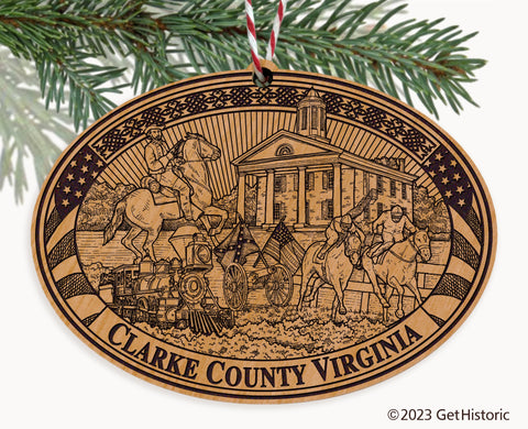 Clarke County Virginia Engraved Natural Ornament
