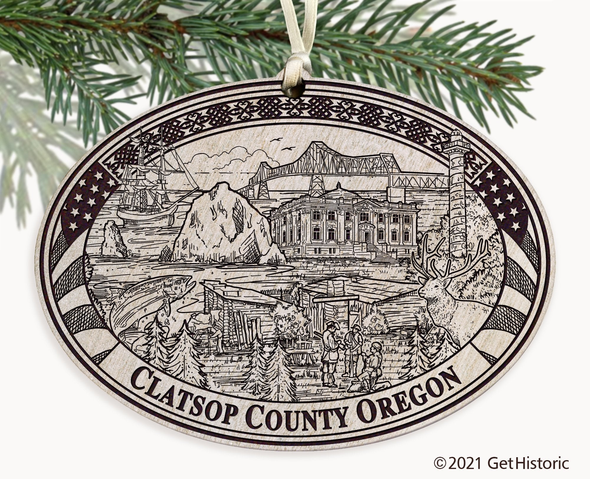 Clatsop County Oregon Engraved Ornament