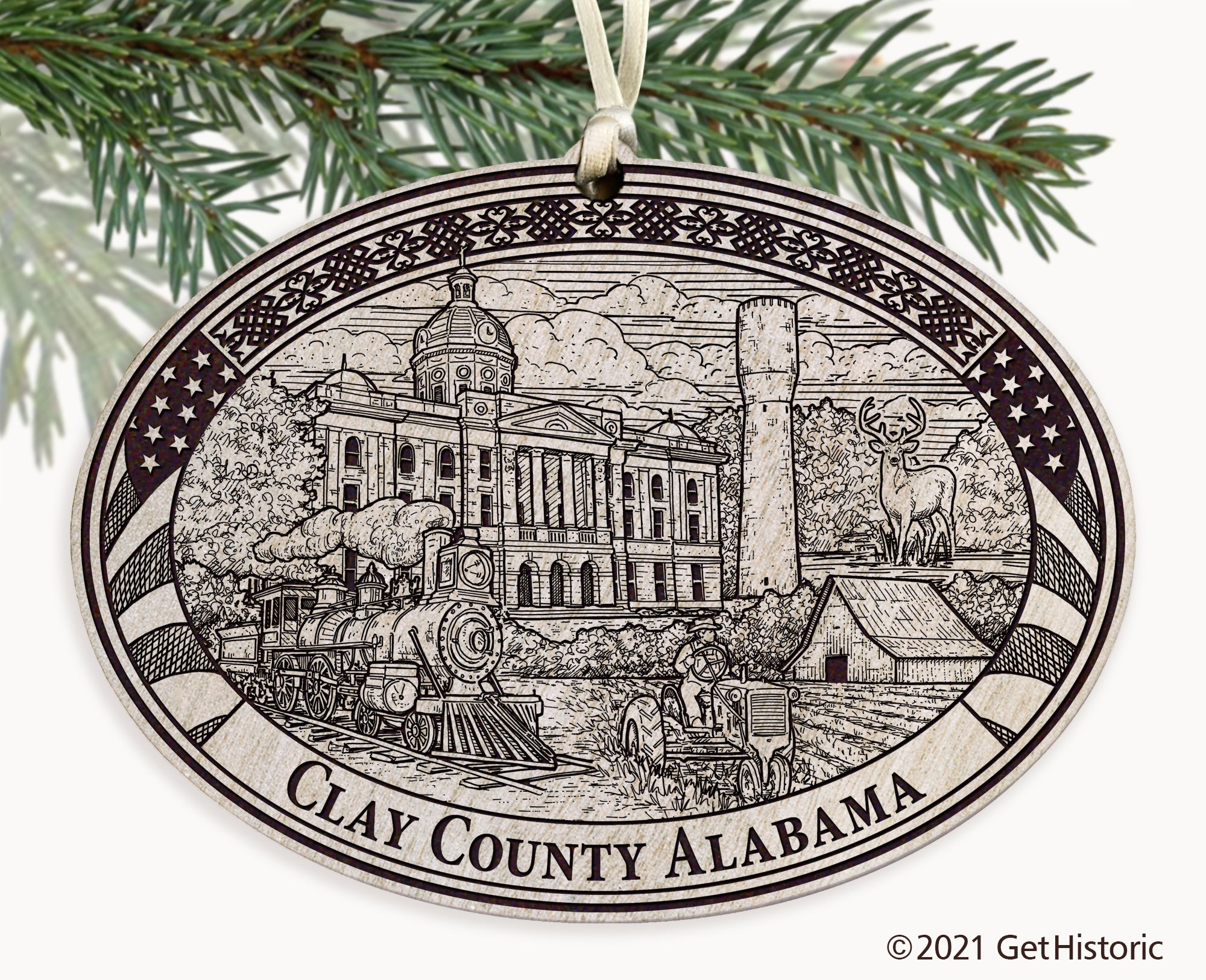 Clay County Alabama Engraved Ornament