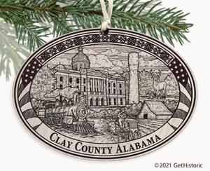 Clay County Alabama Engraved Ornament