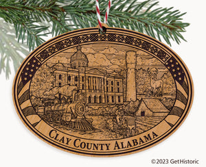 Clay County Alabama Engraved Natural Ornament