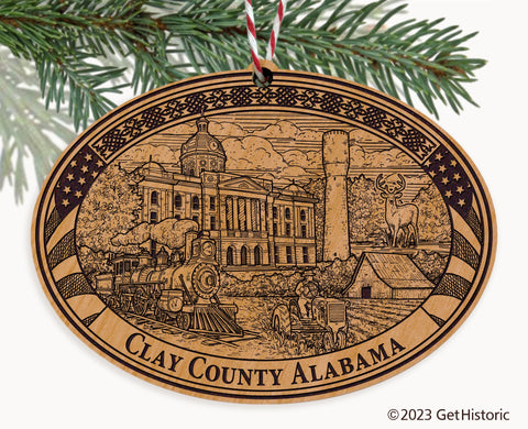 Clay County Alabama Engraved Natural Ornament