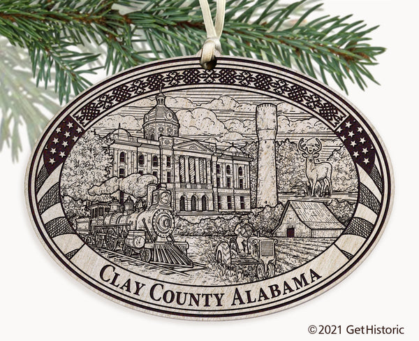 Clay County Alabama Engraved Ornament