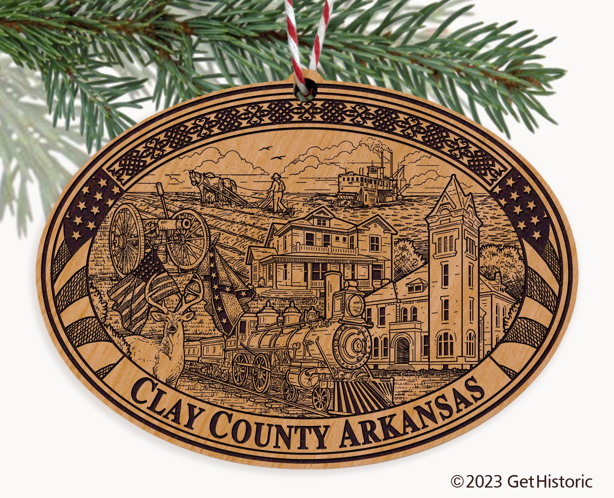 Clay County Arkansas Engraved Natural Ornament