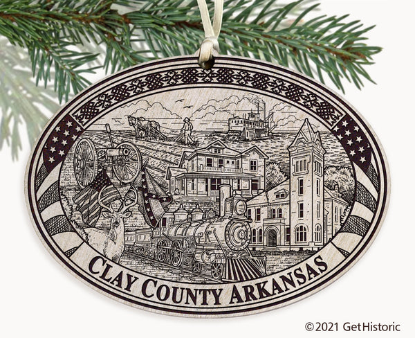 Clay County Arkansas Engraved Ornament
